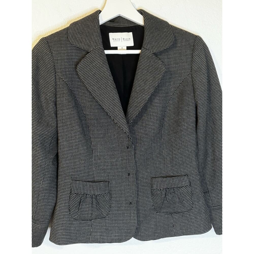 White House Black Market Women's Blazer Polka Dot Black & White Size 2